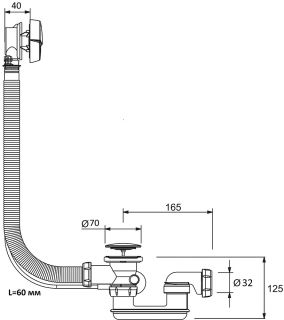 Слив-перелив для ванны Royal Bath 60см Cliv-pereliv p/a 60 cm